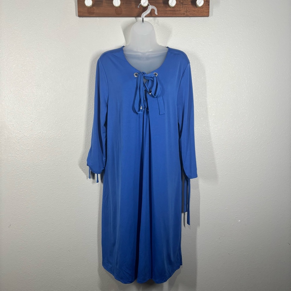 Cure Blue Tie Front /Sleeve Stretch Dress Size 2XL & 3XL